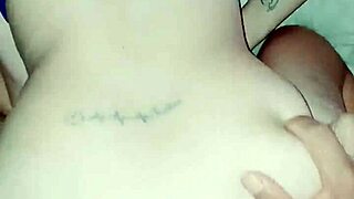 Milf bent over doggystyle creampie squirting as cute interracial pounding fills her up