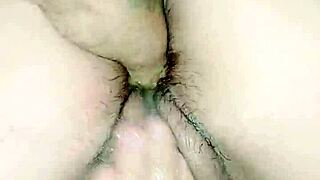 Milf bent over doggystyle creampie squirting as cute interracial pounding fills her up