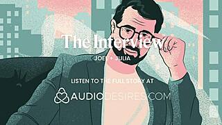 rubbing her tits in interview she cums hard then begs for my dick so i fuck her