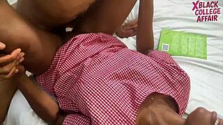 Petite Ebony Takes Big Black Cock Missionary Hardcore Before Christmas Wet Pussy Pound