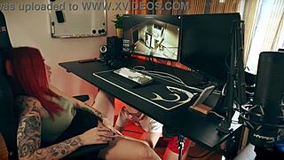 gamer girlfriend moans as i lick her pussy then fuck her mid-game