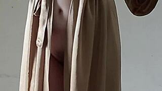 indo babe in tiny skirt ready to shower then finger her wet pussy