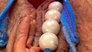 Wife Shoves Dildo Deep in Wet Pussy Dripping Cum Pearls