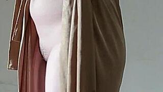 indo babe in tiny skirt ready to shower then finger her wet pussy