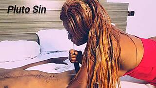 jasmine candy's sexy red dress leads to big black cock riding in lagos hotel bed!!