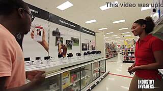 Curvy Ebony Slut Surprised In Stockroom With Monster BBC Face Fuck