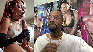 beautiful trans cumming hard self sucking ginger shoots on her own face pov