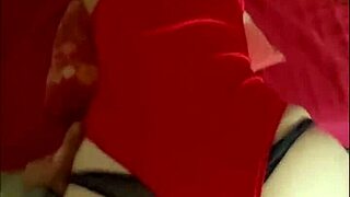 French amateur MILF in red satin bodysuit takes doggystyle pussy pounding dirty talk POV