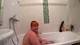 plump redhead milf bathes toys big ass shakes doggy