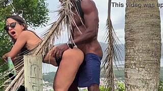 fiery latina housewife pounds anal outdoors in floripa sheer red see-through outfit