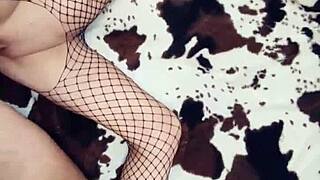 Roughly Pounding Milf Wife's Tight Holes in Ripped Stockings