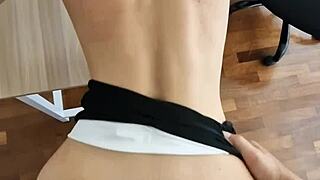 boss bends me over desk for risky office doggystyle fuck