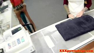 Look at this pawnshop babe rimming ass and sucking cock!