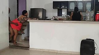 pervy stepdad pounds oblivious stepdaughter's fat ass while twin watches