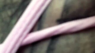 wanna see this tattooed punk cutie in glasses and fur lingerie cream all over her dildo?