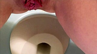 Goddess Milf's Juicy Pussy and Sexy Ass Spread Wide Peeing in Homemade Toilet Fetish