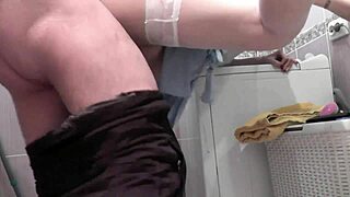 lover fucked my wife doggystyle on washer creampie shower milf