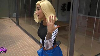 android 18 cosplay slut rides cock and gulps down cum pov