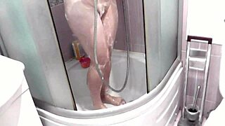 lover fucked my wife doggystyle on washer creampie shower milf