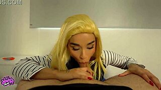 android 18 cosplay slut rides cock and gulps down cum pov