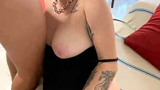 Stockinged Brunette Enjoys Dick Stretching Tight Pussy