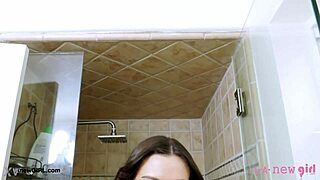 Striking Brunette Enjoys Relaxing Shower After Photoshoot