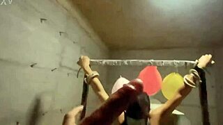 dominant teen mistress ties guy in car park and facefucks him with huge dildo