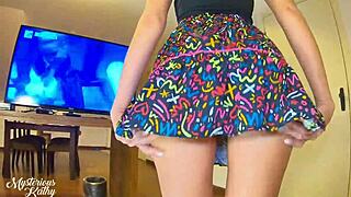 Hot Stepsis in Miniskirt No Panties Takes Brother's Creampie Doggystyle Pov