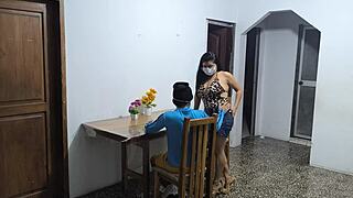 latino guy bangs colombian waitress while arab buddy watches rough