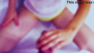 girl massages partner's throbbing cock in bath handjob full video