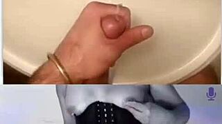 Latina milf in corset heels teases big shaved pussy with dildo on webcam