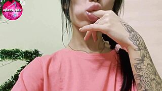 hey, this babe's fingering her pussy right through those panties solo