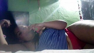 hey papi watch this chubby latina ebony shake her huge ass then finger tight pussy solo pov