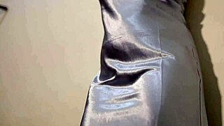 My sexy satin dress clings while I masturbate pussy soaking wet