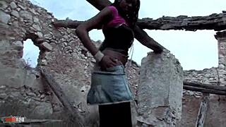 check out tyra lewis that exotic ebony babe with huge natural tits taking rough outdoor interracial anal cowgirl
