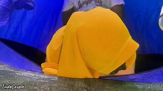 muslim hijab wife cheats with lover DOGGYSTYLE inside camping tent 😈