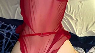 Captivating Young Latina Flaunts Huge Big Booty in Sexy Red Lingerie Outfit