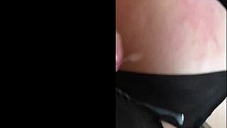 russian brunette whore bent over in stockings and panties takes doggystyle cumshot