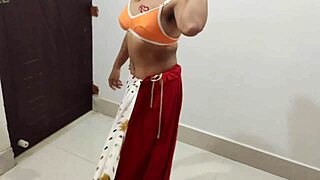 indian maid licks and fucks house owner doggystyle during work in leggings
