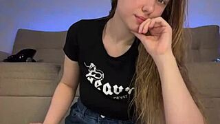 this horny blonde teen bounces her huge natural tits around while playing on webcam till orgasm