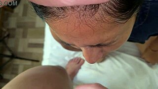 my new stepmom with big clit sucks my huge cock deep then squirts