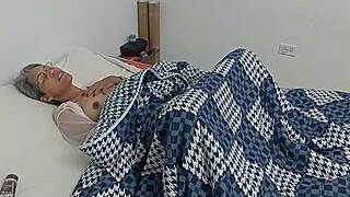 surprise stepsister masturbating in bed draws me under her sheets