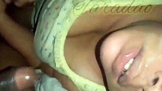 Choking on huge cock then swallowing every drop of cum gagging hard