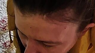 russian neighbors blowjob ends in cum on ass then shower cleanup