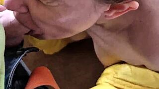 russian neighbors blowjob ends in cum on ass then shower cleanup