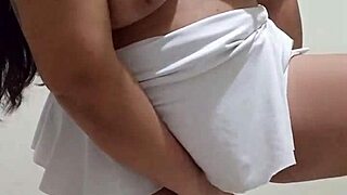Chubby Brazilian Rocks Dildo Front and Back to Orgasm
