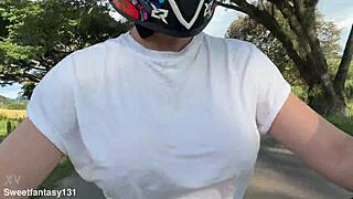 My fave client notices no bra and shoves hands in my latina tits and panties outdoors