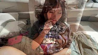 gorgeous asian babe teases sweet pussy before hard pounding