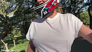 My fave client notices no bra and shoves hands in my latina tits and panties outdoors