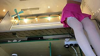 omg super cute stepdaughter's upskirt hidden cam at work shows her wet pussy!